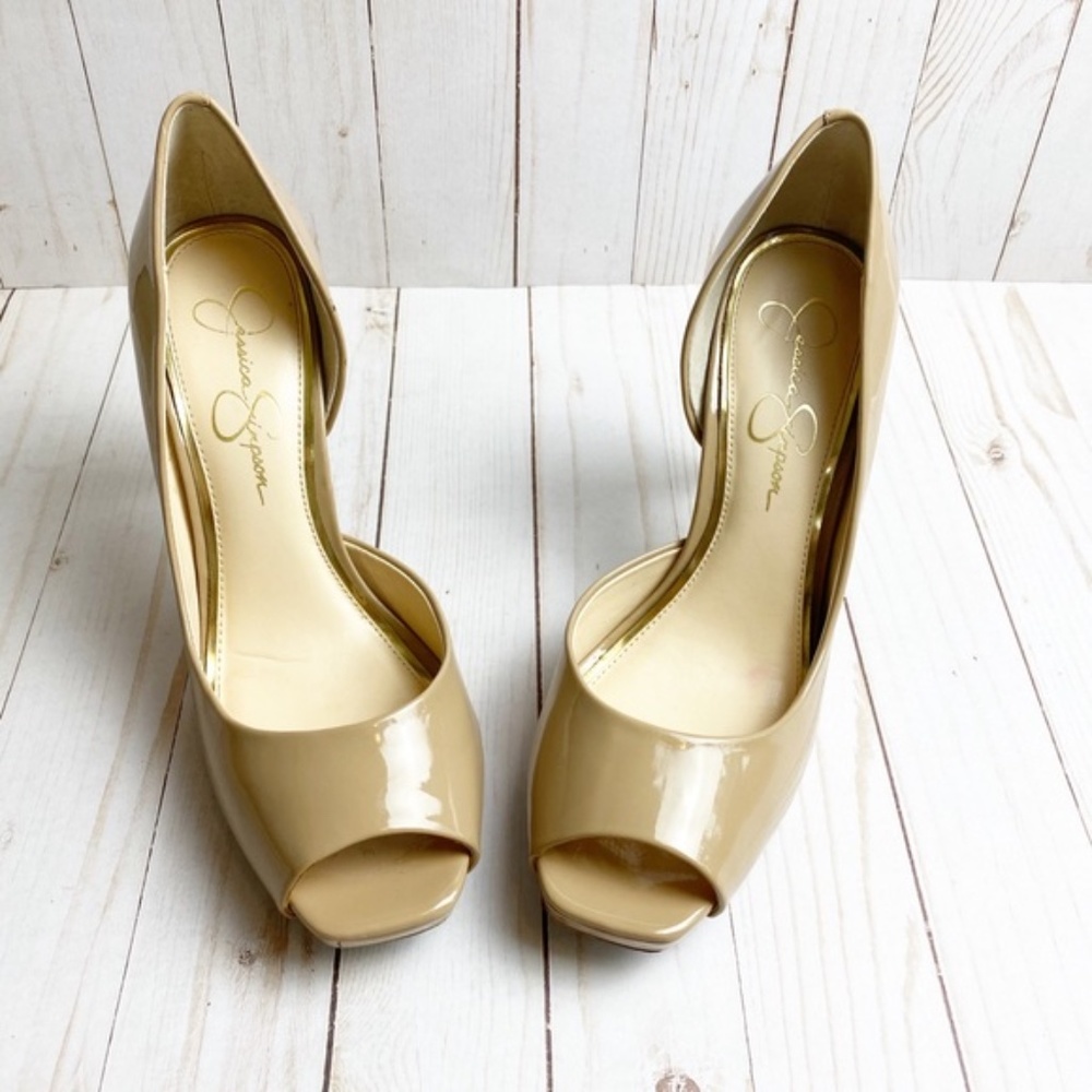 Jessica Simpson Nude Peep Toe Heel Pumps Size 10